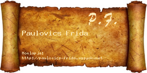 Paulovics Frida névjegykártya